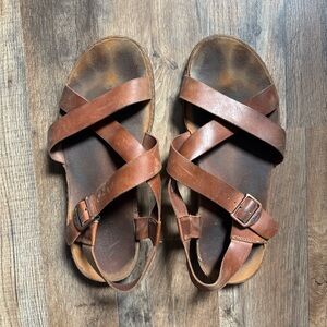 Chaco Brown Leather Crisscross Sandals